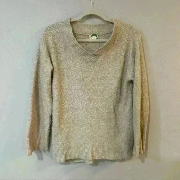 Anthropologie Wool Blend V-Neck Ivory Sweater - Picture 1 of 5